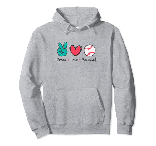 Funny Peace Love Baseball Field Play Hoodie - Minimalist Print for Adults - T-Shirt, Sweatshirt, Hoodie