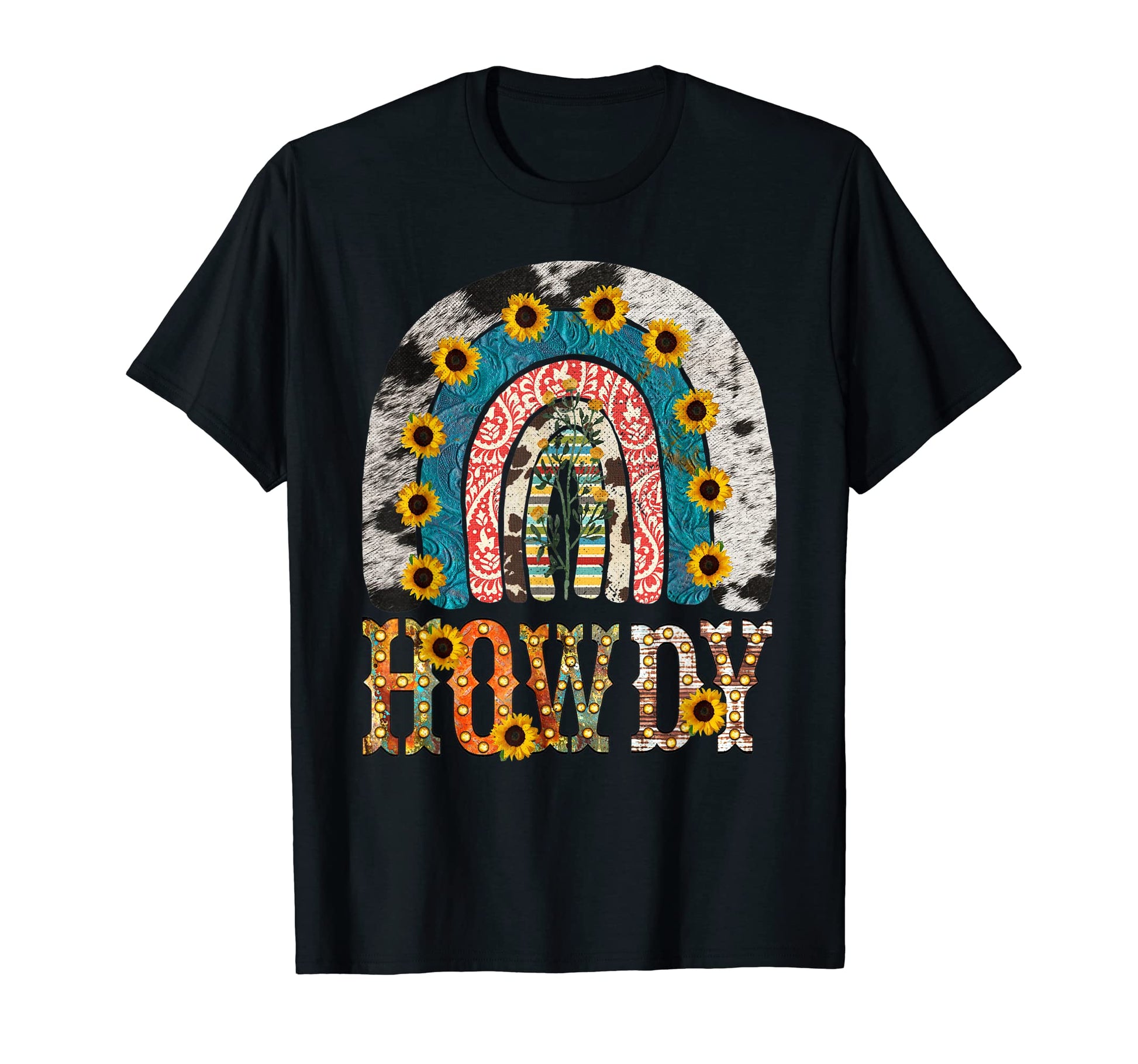 Howdy Cowgirl Western Leopard Cow Flower T-Shirt - Custom Art Print Unisex - T-Shirt, Sweatshirt, Hoodie