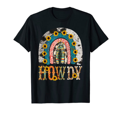 Howdy Cowgirl Western Leopard Cow Flower T-Shirt - Custom Art Print Unisex - T-Shirt, Sweatshirt, Hoodie