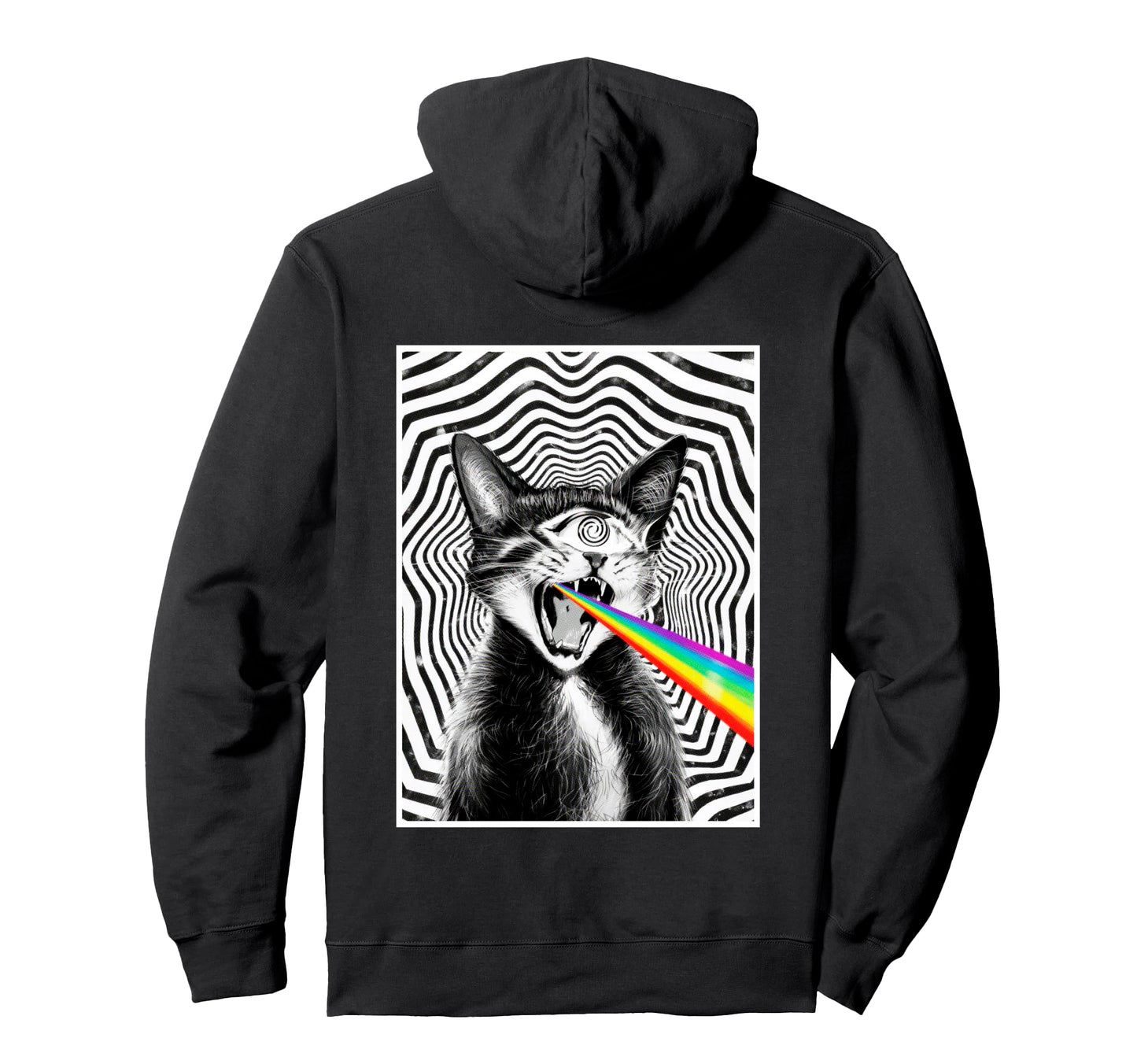 Trippy Cat Spiral Hypnotic Rainbow Hoodie - Novelty Apparel Men Women - T-Shirt, Sweatshirt, Hoodie