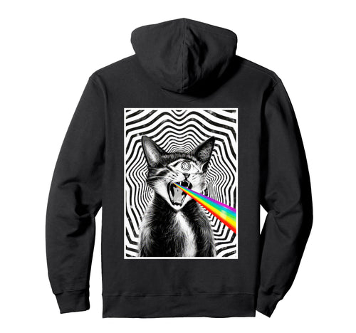 Trippy Cat Spiral Hypnotic Rainbow Hoodie - Novelty Apparel Men Women - T-Shirt, Sweatshirt, Hoodie