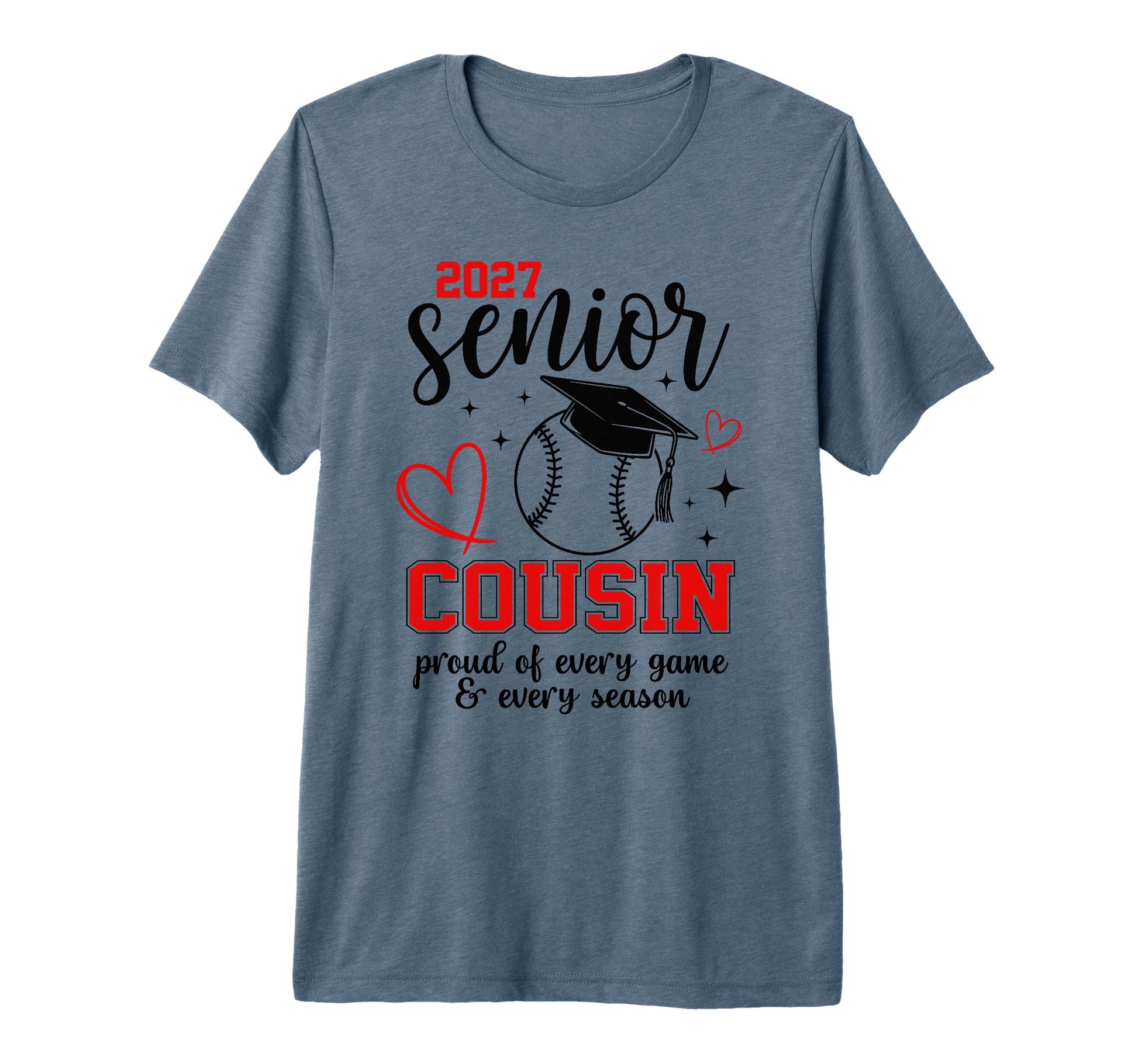 2027 Senior Baseball Cousin Proud T-Shirt - Novelty Apparel for Adults - T-Shirt, Sweatshirt, Hoodie