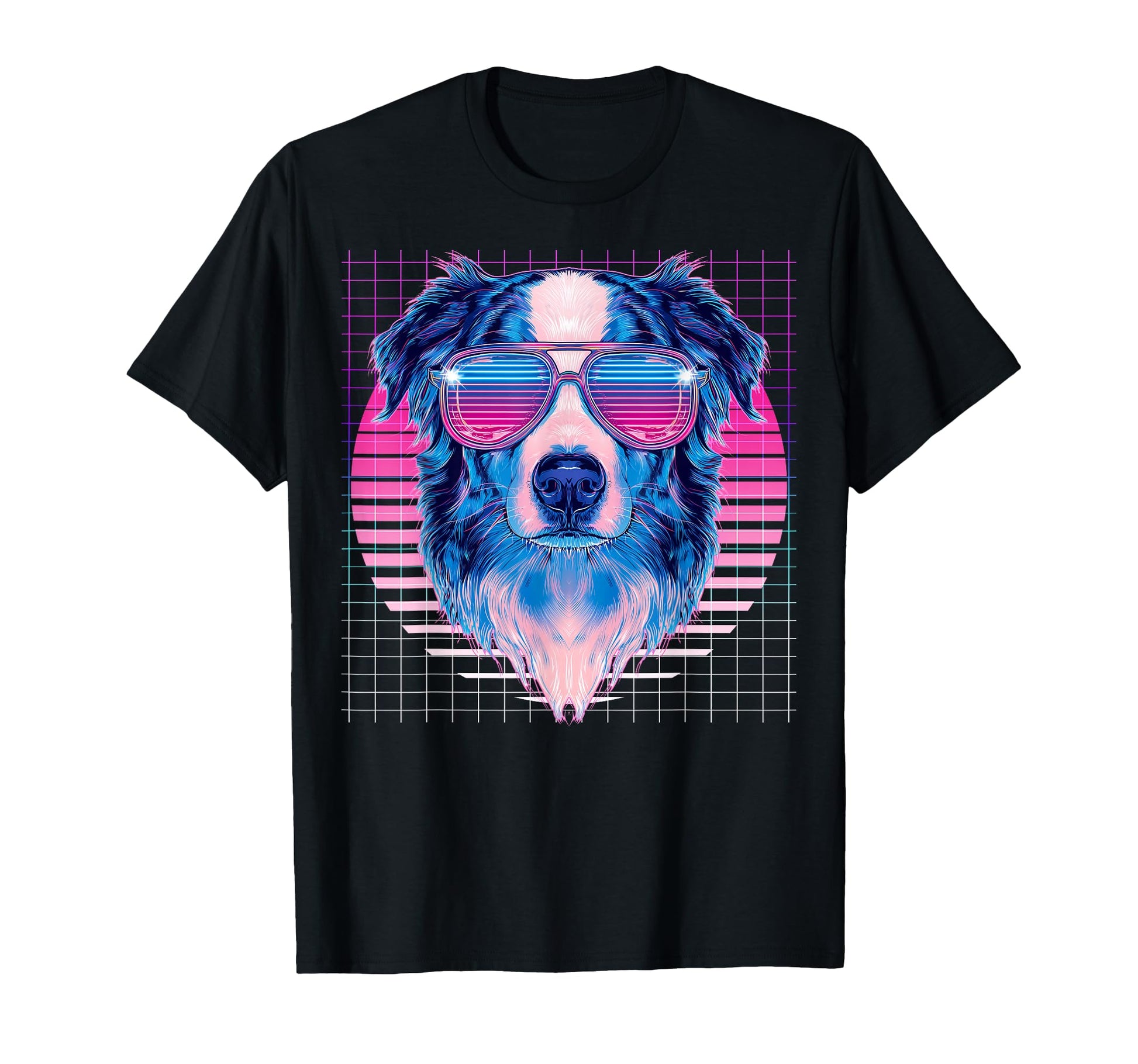 Australian Shepherd Sunglasses Dog T-Shirt - Aesthetic Graphic Men Women - T-Shirt, Sweatshirt, Hoodie
