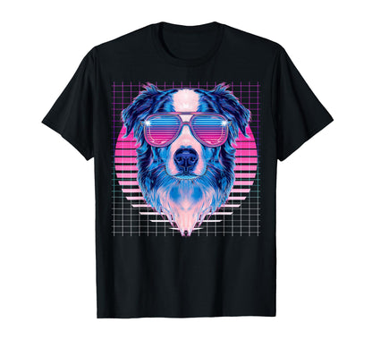 Australian Shepherd Sunglasses Dog T-Shirt - Aesthetic Graphic Men Women - T-Shirt, Sweatshirt, Hoodie