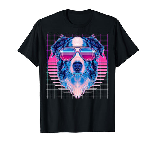 Australian Shepherd Sunglasses Dog T-Shirt - Aesthetic Graphic Men Women - T-Shirt, Sweatshirt, Hoodie
