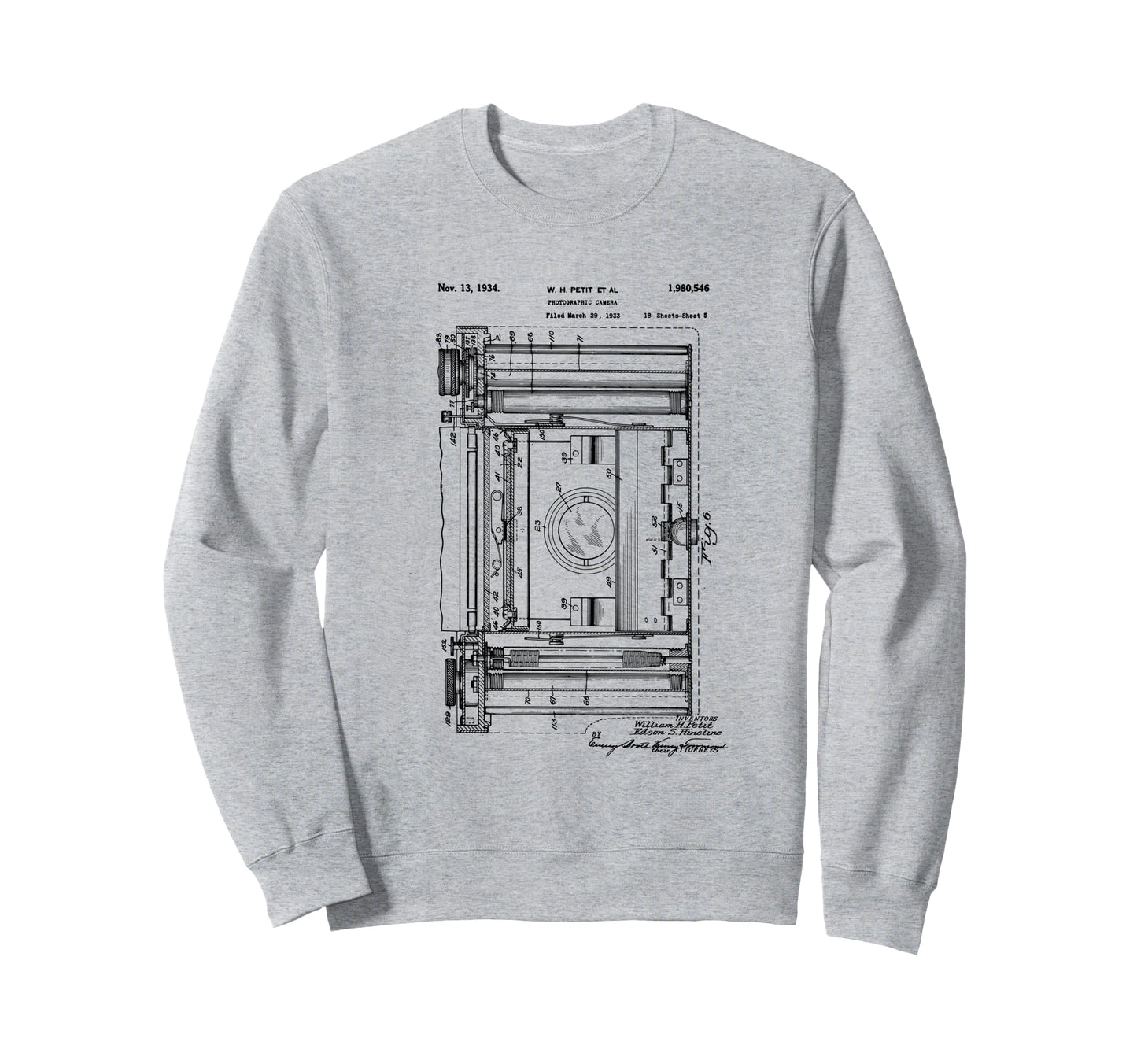 Camera Photographic Patent 1934 Sweatshirt - Graphic Print for Adults - T-Shirt, Sweatshirt, Hoodie