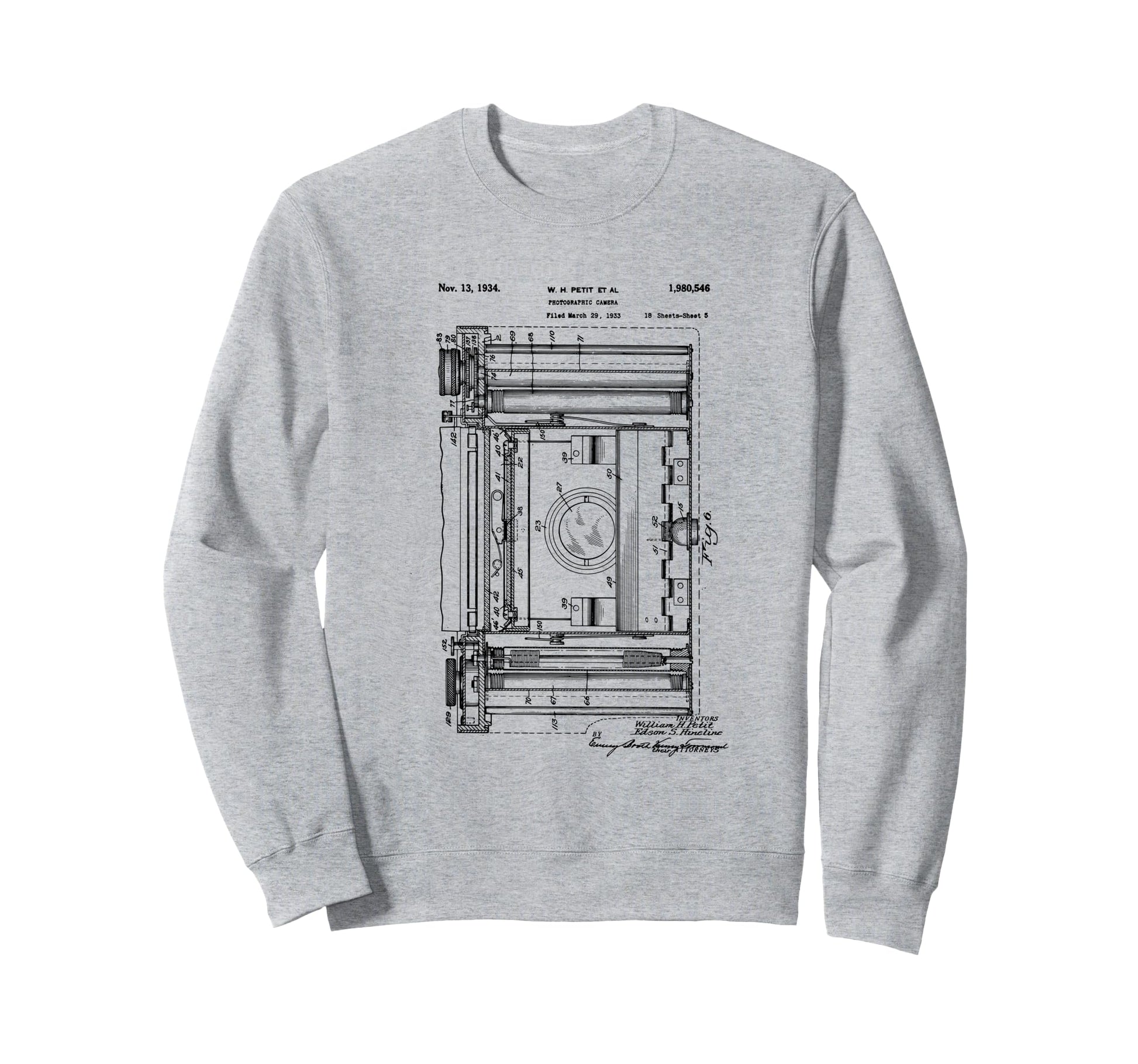 Camera Photographic Patent 1934 Sweatshirt - Graphic Print for Adults - T-Shirt, Sweatshirt, Hoodie