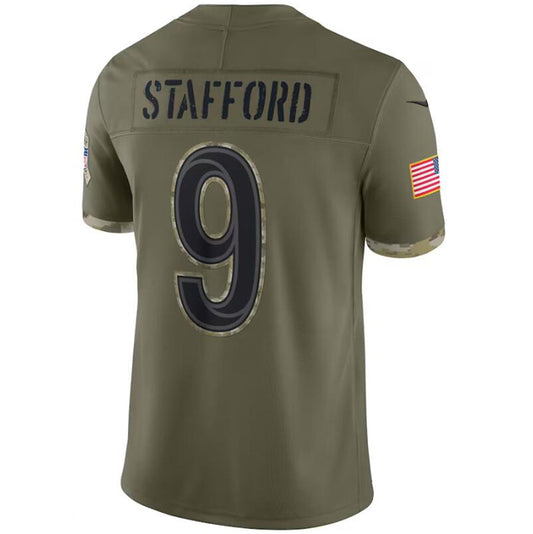 #9 Matthew Stafford Player LA.Rams Olive Salute To Service Limited Football Jerseys football jersey product view 1