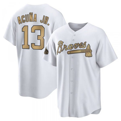 A.Braves #13 Ronald Acuna Jr. Player White All-Star Jersey Stitches Baseball Jerseys baseball jersey product view 1