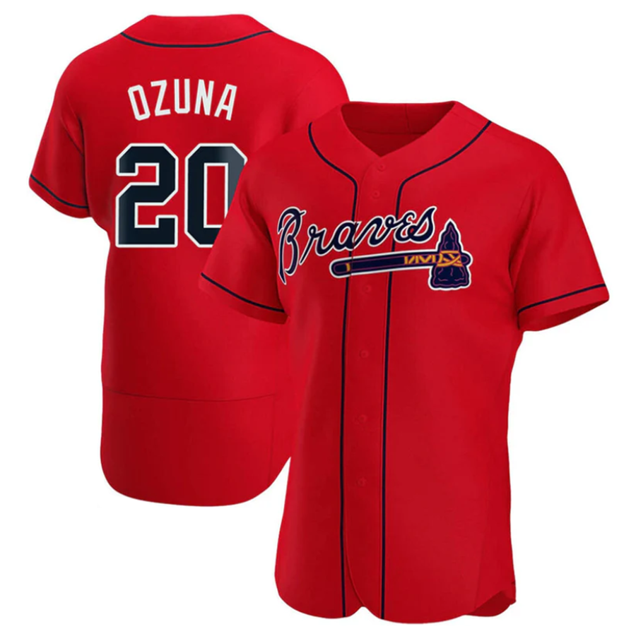 A.Braves #20 Marcell Ozuna Player Red Home Limited Elite Baseball Jerseys baseball jersey product view 1