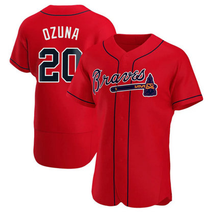A.Braves #20 Marcell Ozuna Player Red Home Limited Elite Baseball Jerseys baseball jersey product view 1