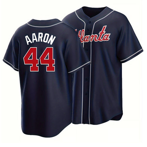 A.Braves #44 Hank Aaron Player Navy Classic Stitched Baseball Jerseys baseball jersey product view 1