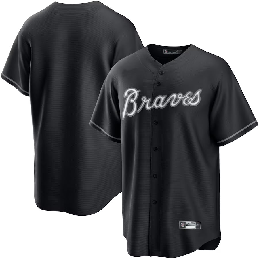 A.Braves Blank Player Black Lights Out Replica Baseball Jerseys baseball jersey product view 1