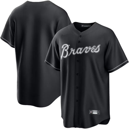 A.Braves Blank Player Black Lights Out Replica Baseball Jerseys baseball jersey product view 1