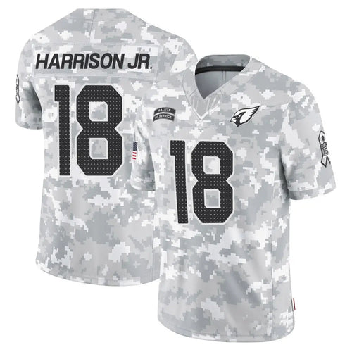 A.Cardinals #18 Marvin Harrison Jr. Player Camo Salute to Service Limited Stitched Football Jerseys football jersey product view 1
