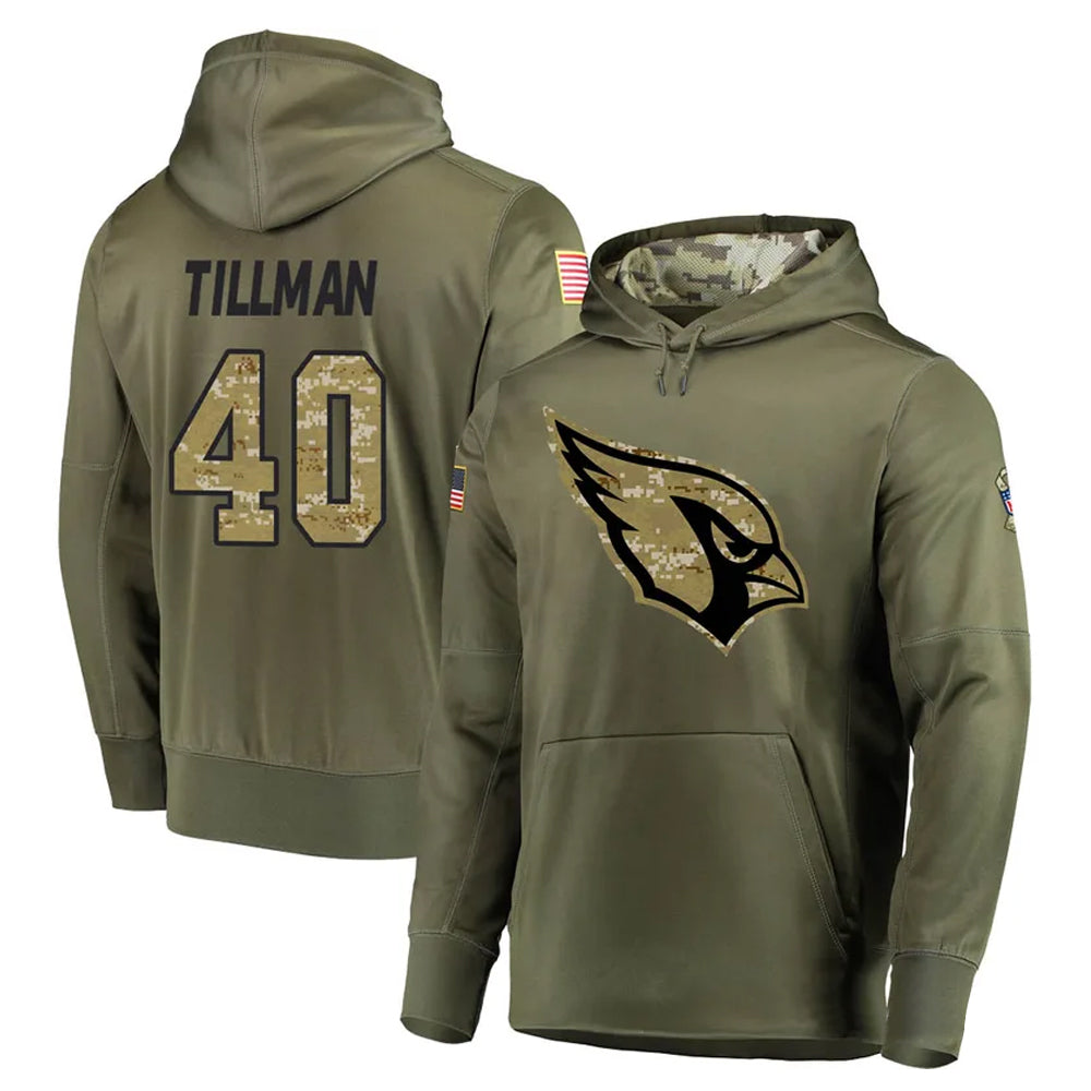 A.Cardinals #40 Pat Tillman Player Olive Salute to Service Limited Hoodie Football Jerseys football jersey product view 1
