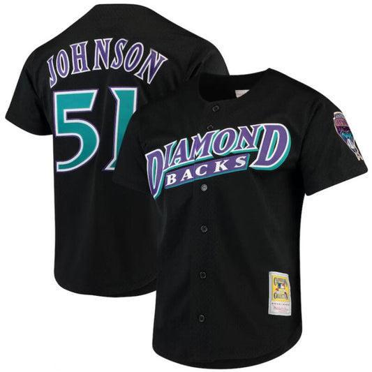#51 Randy Johnson Player A.Diamondbacks Mitchell & Ness Fashion Cooperstown Collection Mesh Batting Practice Baseball Jerseys baseball jersey product view 1