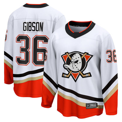 A.Ducks #36 John Gibson Player Supporters Special Edition Breakaway White Hockey Jerseys hockey jersey product view 1