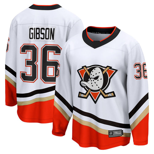 A.Ducks #36 John Gibson Player Supporters Special Edition Breakaway White Hockey Jerseys hockey jersey product view 1