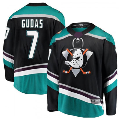 A.Ducks #7 Radko Gudas Player Supporters Breakaway Black Hockey Jerseys hockey jersey product view 1