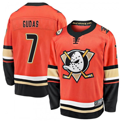 A.Ducks #7 Radko Gudas Player Supporters Home Breakaway Orange Hockey Jerseys hockey jersey product view 1