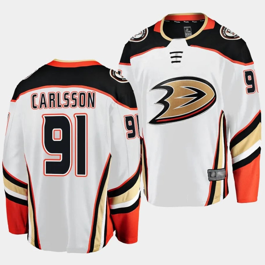 A.Ducks #91 Leo Carlsson Player Supporters Breakaway White Hockey Jerseys hockey jersey product view 1