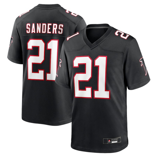 A.Falcons #21 Deion Sanders Black Player Game Football Jerseys football jersey product view 1