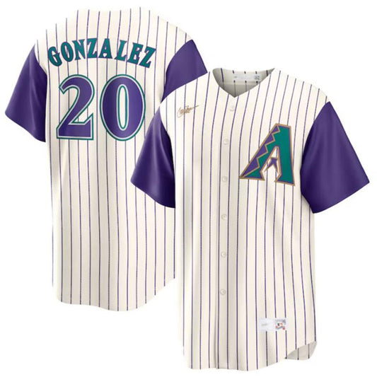 #20 Luis Gonzalez Player A.Diamondbacks Cream Alternate Cooperstown Collection Baseball Jerseys baseball jersey product view 1