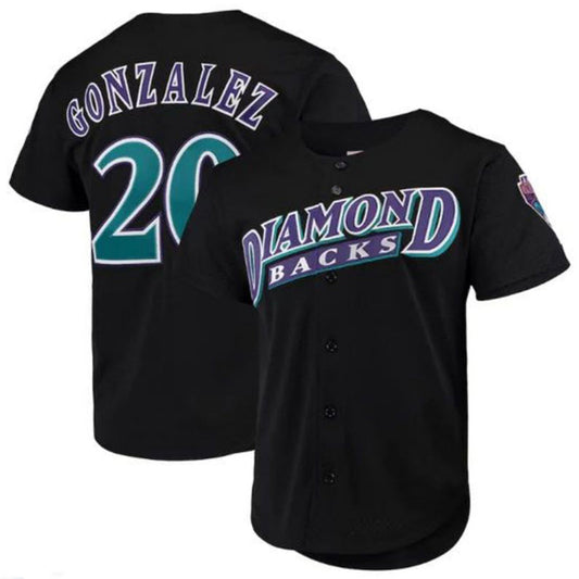 #20 Luis Gonzalez Player A.Diamondbacks Mitchell & Ness Cooperstown Collection Mesh Batting Practice Button-Up Baseball Jerseys baseball jersey product view 1