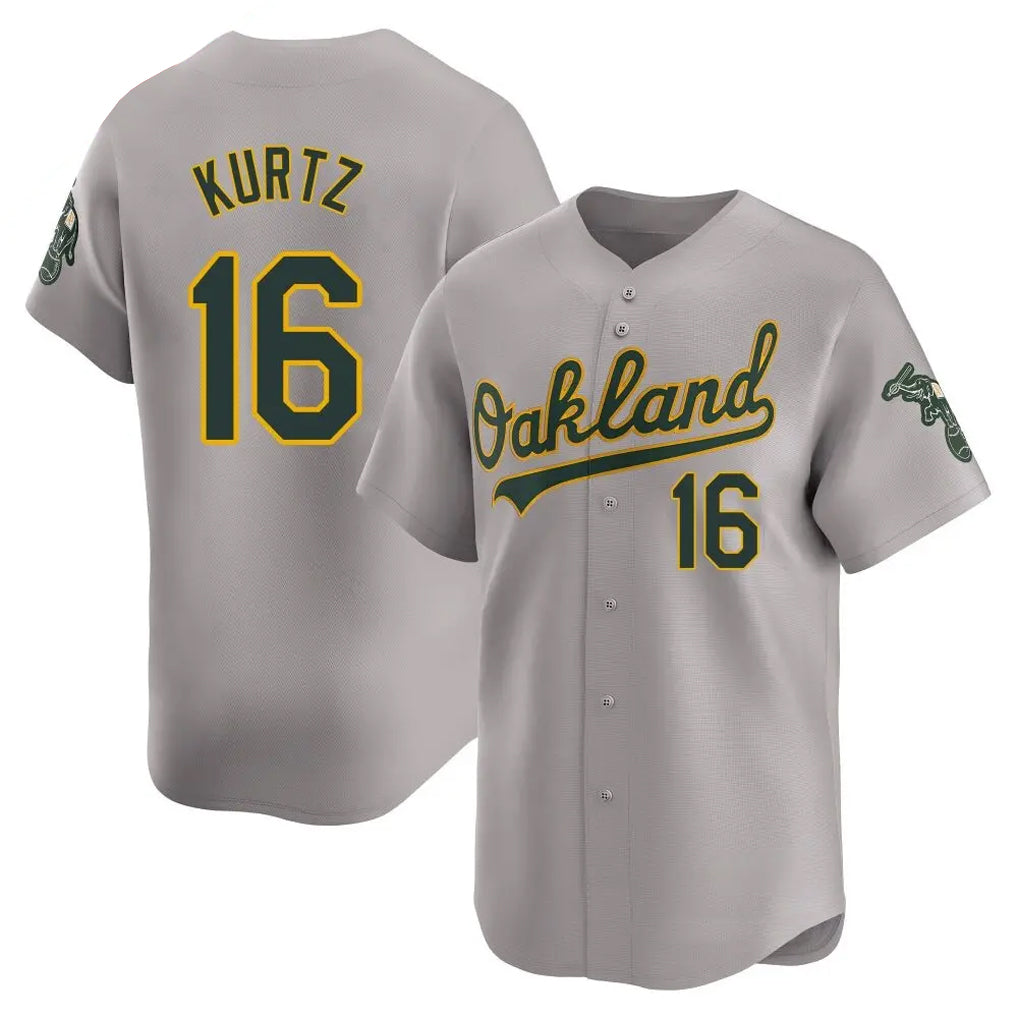 Athletics #16 Nick Kurtz Player Grey Home Limited Baseball Jerseys baseball jersey product view 1