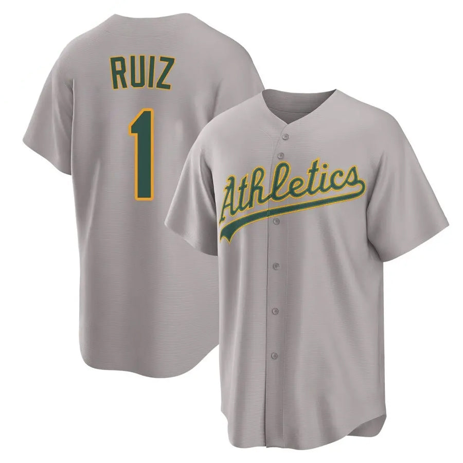 Athletics #1 Esteury Ruiz Player Gray Home Replica Baseball Jerseys baseball jersey product view 1