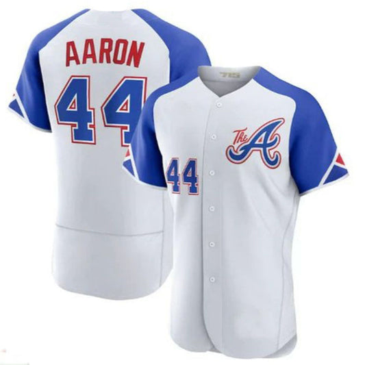 #44 Hank Aaron Player A.Braves White Throwback Cooperstown Limited Baseball Jerseys baseball jersey product view 1