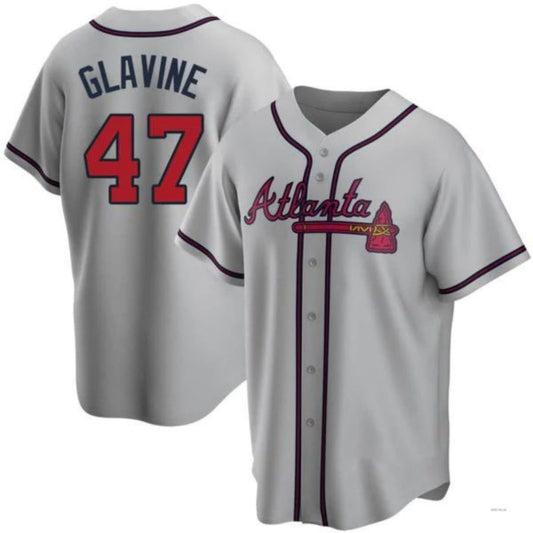 #47 Tom Glavine Player A.Braves Gray Game Stitches Baseball Jerseys baseball jersey product view 1