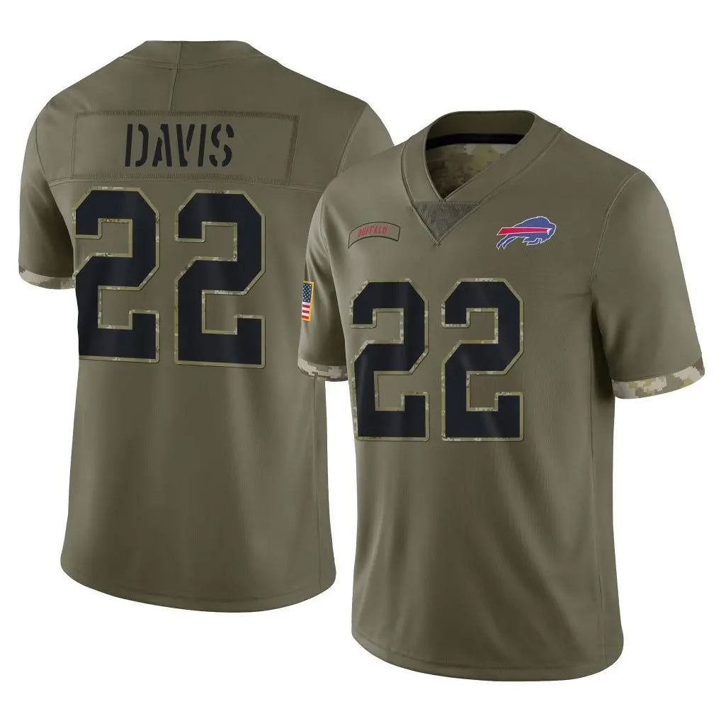 B.Bills #22 Ray Davis Player Salute To Service Olive Football Jerseys football jersey product view 1