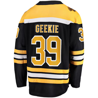 B.Bruins #39 Morgan Geekie Player Supporters Home Breakaway Black Hockey Jerseys hockey jersey product view 1