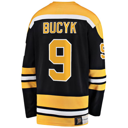 B.Bruins #9 John Bucyk Player Supporters Premier Breakaway Black Hockey Jerseys hockey jersey product view 1