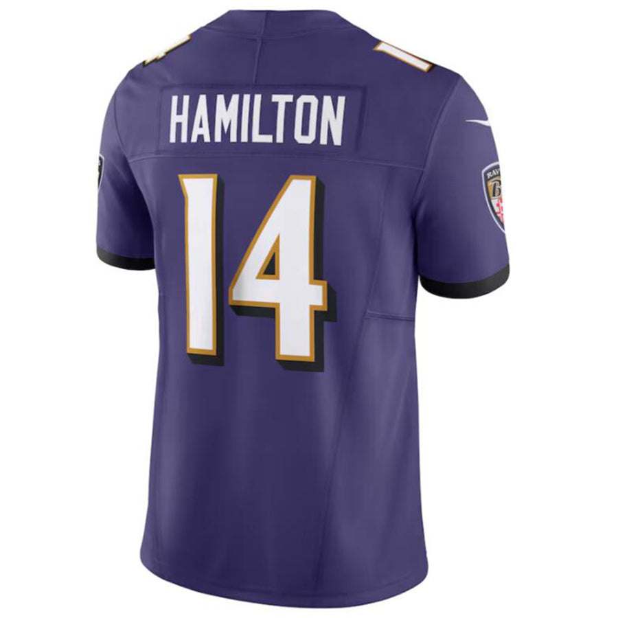 B.Ravens #14 Kyle Hamilton Player Purple Vapor F.U.S.E. Limited Football Jerseys football jersey product view 1