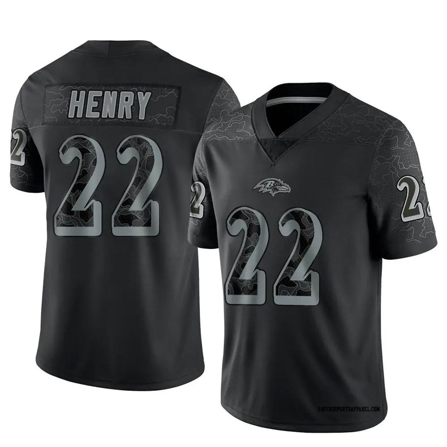B.Ravens #22 Derrick Henry Player Black REFLECTIVE Limited Football Jerseys football jersey product view 1