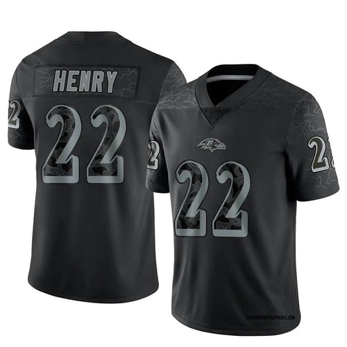B.Ravens #22 Derrick Henry Player Black REFLECTIVE Limited Football Jerseys football jersey product view 1