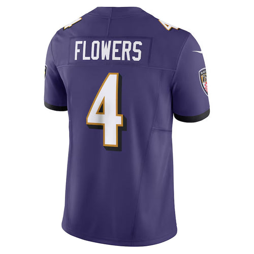 B.Ravens #4 Zay Flowers Player Vapor F.U.S.E. Limited Purple Football Jerseys football jersey product view 1