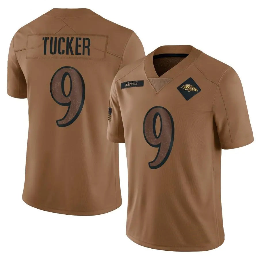B.Ravens #9 Justin Tucker Player Brown Salute To Service Limited Football Jerseys football jersey product view 1