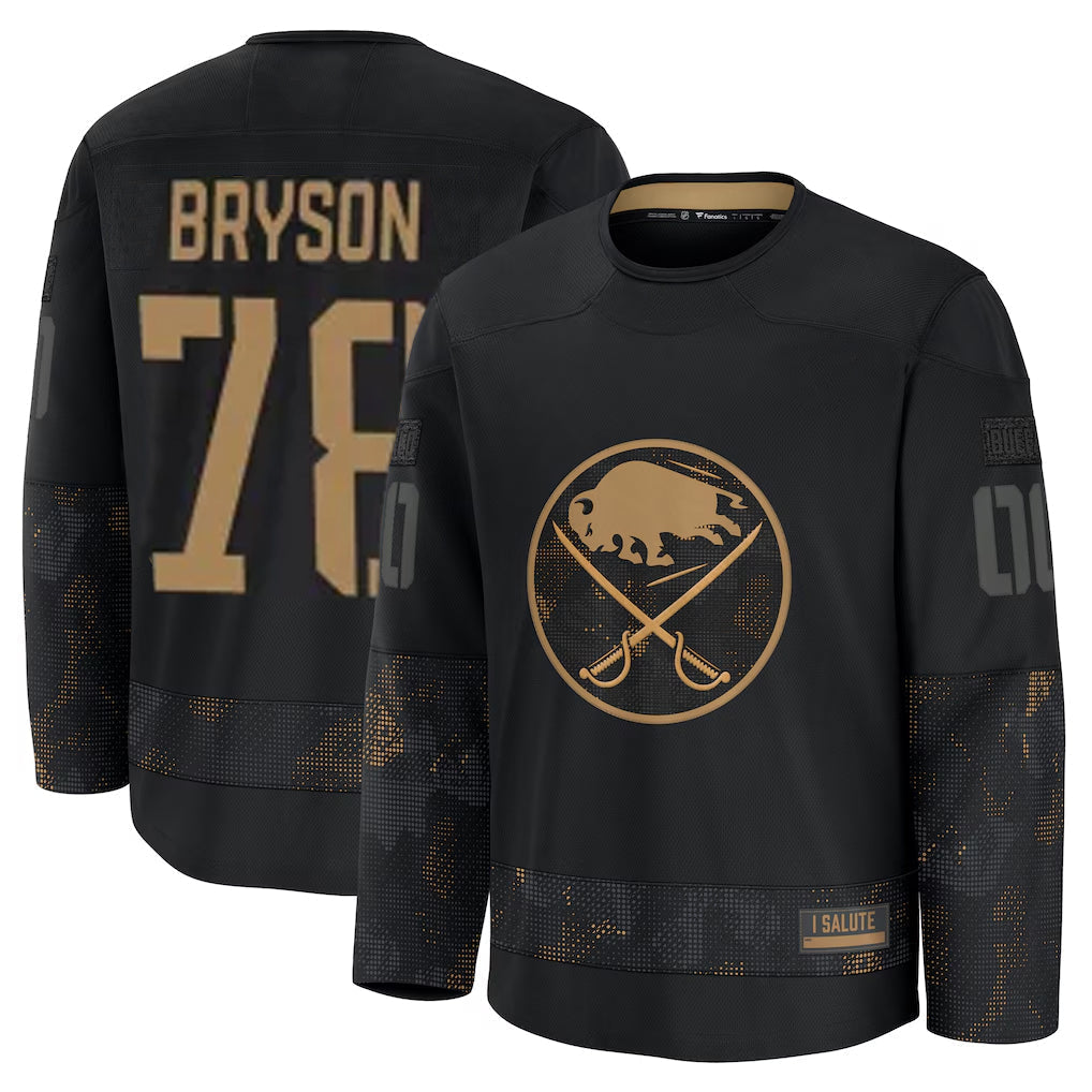 B.Sabres #78 Jacob Bryson Player Supporters Home Breakaway Black Hockey Jerseys hockey jersey product view 1