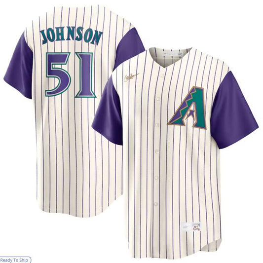 #51 Randy Johnson A.Diamondbacks Cream Alternate Cooperstown Collection Baseball Jerseys baseball jersey product view 1