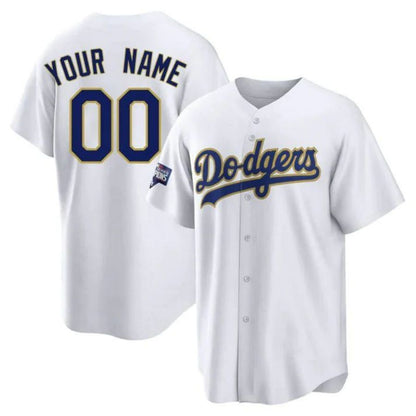 Custom LA.Dodgers White Gold Program Stitched Baseball Jerseys baseball jersey product view 1