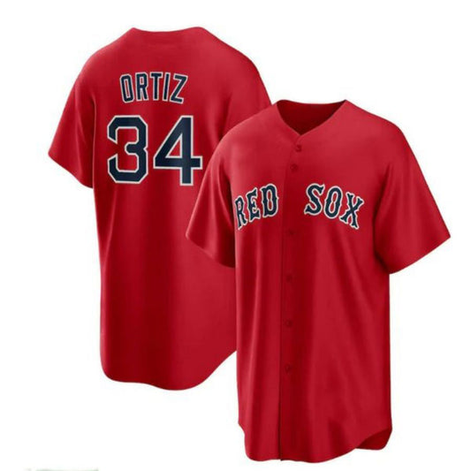 #34 David Ortiz Player B.Red Sox Red Game Baseball Jerseys baseball jersey product view 1
