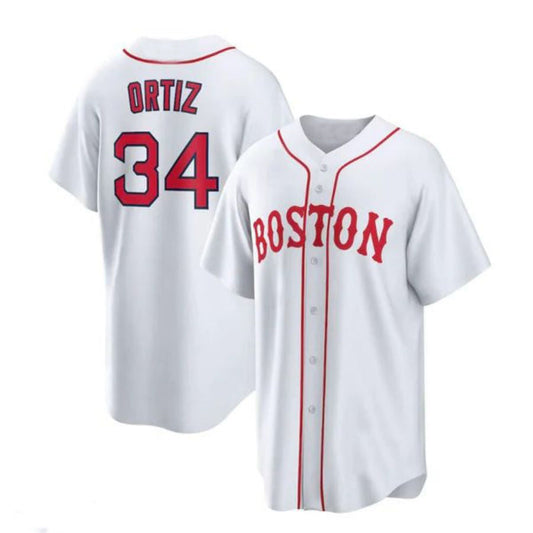#34 David Ortiz Player B.Red Sox White Alternate Replica Baseball Jerseys baseball jersey product view 1