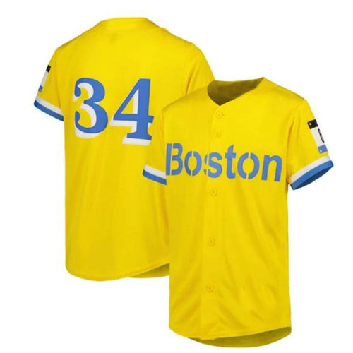 #34 David Ortiz B.Red Sox City Connect Replica Player Gold Baseball Jerseys baseball jersey product view 1