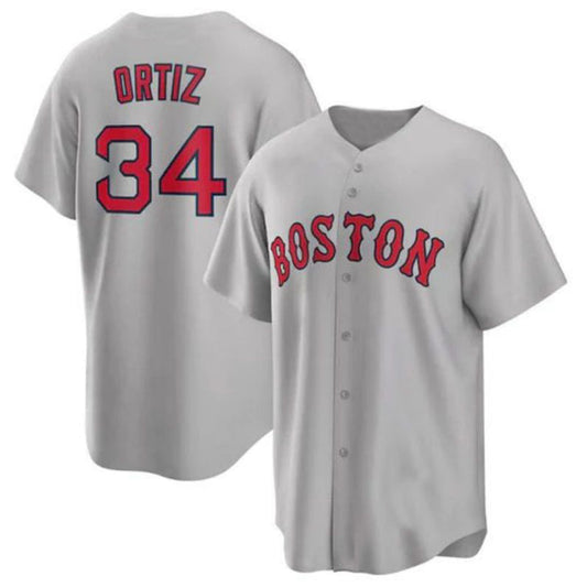 #34 David Ortiz Player B.Red Sox Gray Baseball Jerseys baseball jersey product view 1