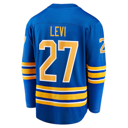 B.Sabres #27 Devon Levi Player Supporters Home Breakaway Jersey - Royal Stitched American Hockey Jerseys hockey jersey product view 1
