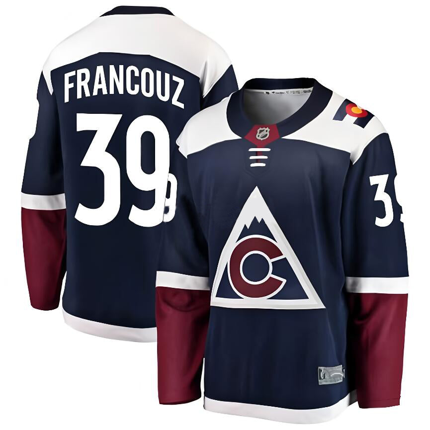 C.Avalanche #39 Pavel Francouz Player Supporters Alternate Premium Navy Hockey Jerseys hockey jersey product view 1